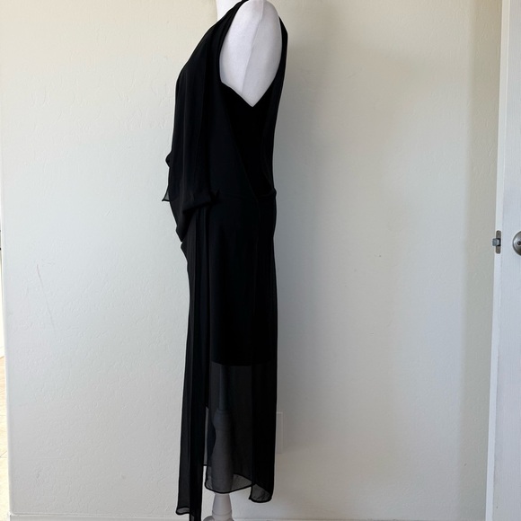Zara Black Chiffon Sheer Drapey Lagenlook Tank Midi Dress Medium - Picture 8 of 16